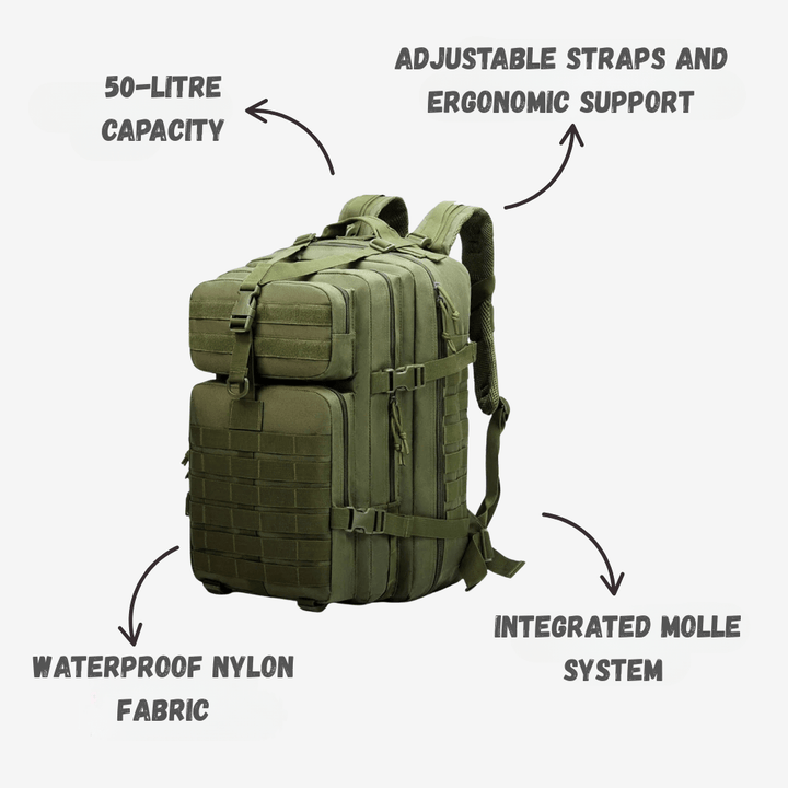 Waterproof Hiking Backpack 50L for Outdoor Adventures