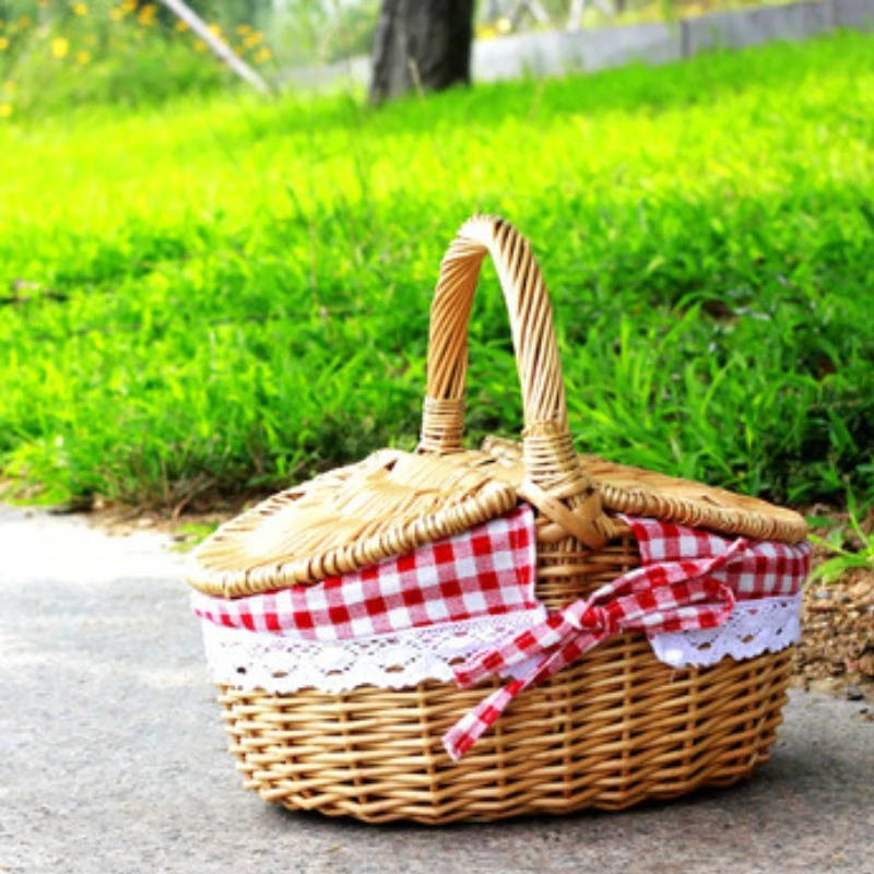 Wicker Picnic Basket Set with Utensils and Accessories for Outdoor Dining