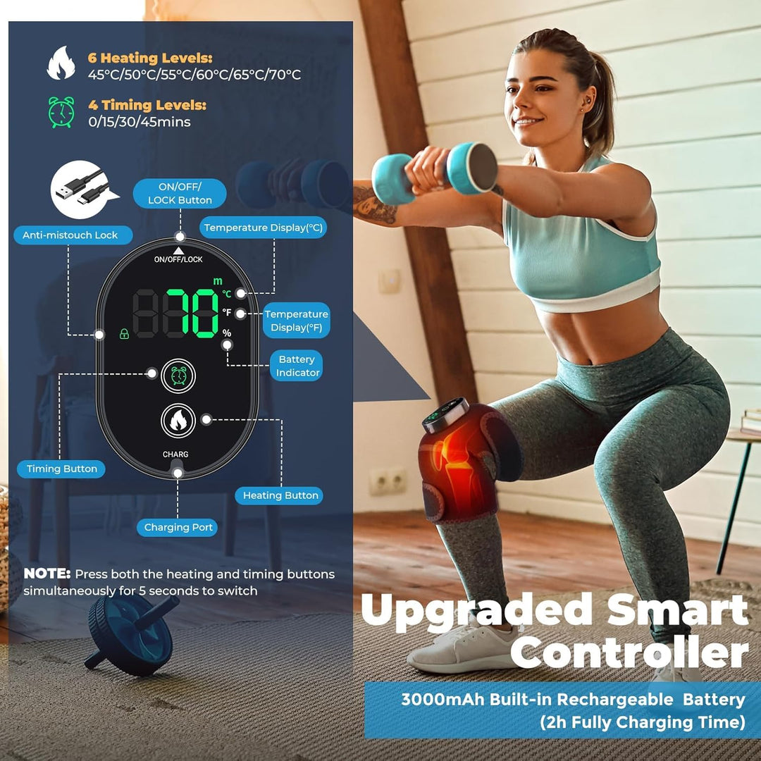 Wireless Knee Heat Therapy Wrap - Rechargeable and Portable Pain Relief