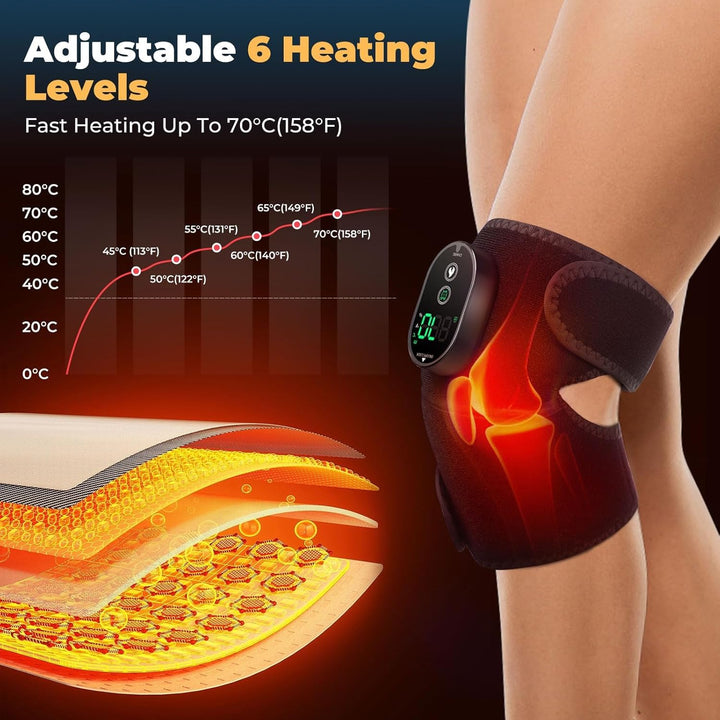 Wireless Knee Heat Therapy Wrap - Rechargeable and Portable Pain Relief
