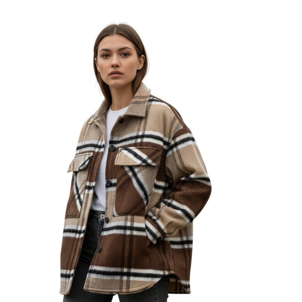 Women’s Checked Single-Breasted Coat