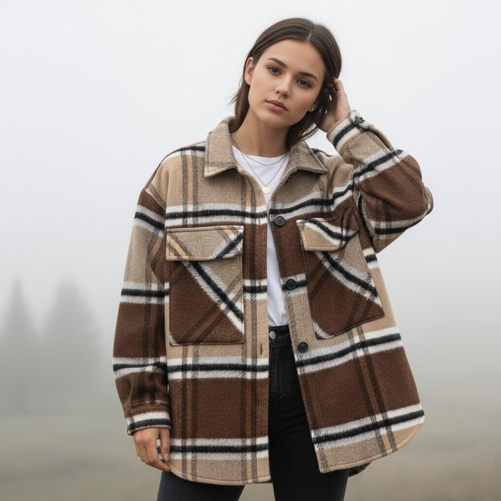 Women’s Checked Single-Breasted Coat