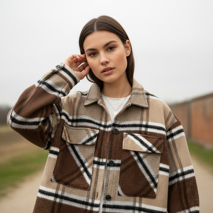 Women’s Checked Single-Breasted Coat