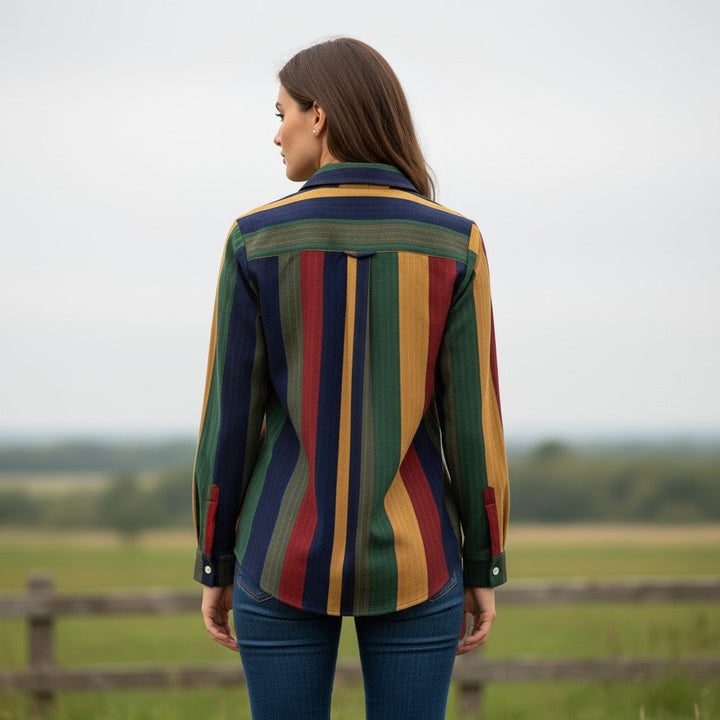 Women's Contrast Color Button-Down Blouse