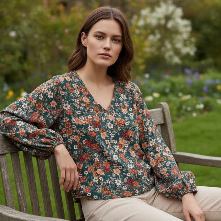 Women's Floral Print Long Sleeve Pullover