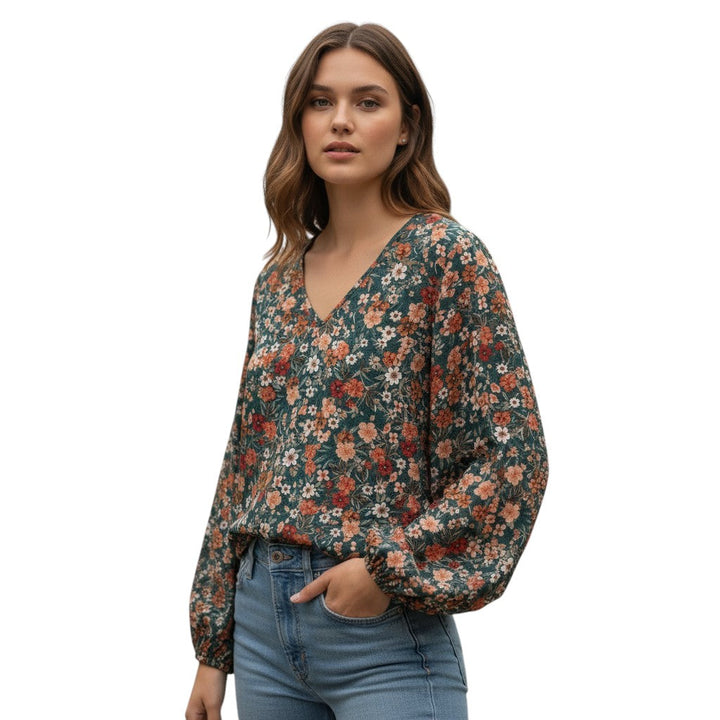 Women's Floral Print Long Sleeve Pullover