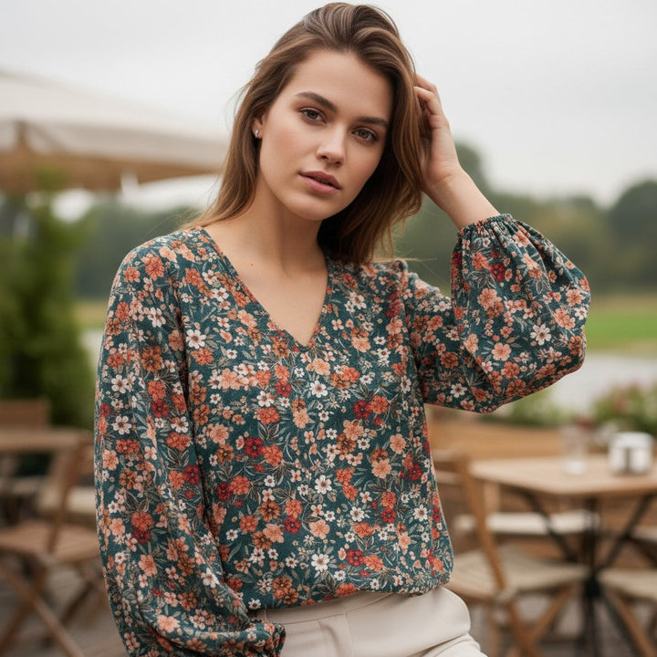 Women's Floral Print Long Sleeve Pullover