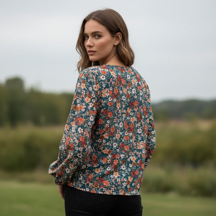 Women's Floral Print Long Sleeve Pullover