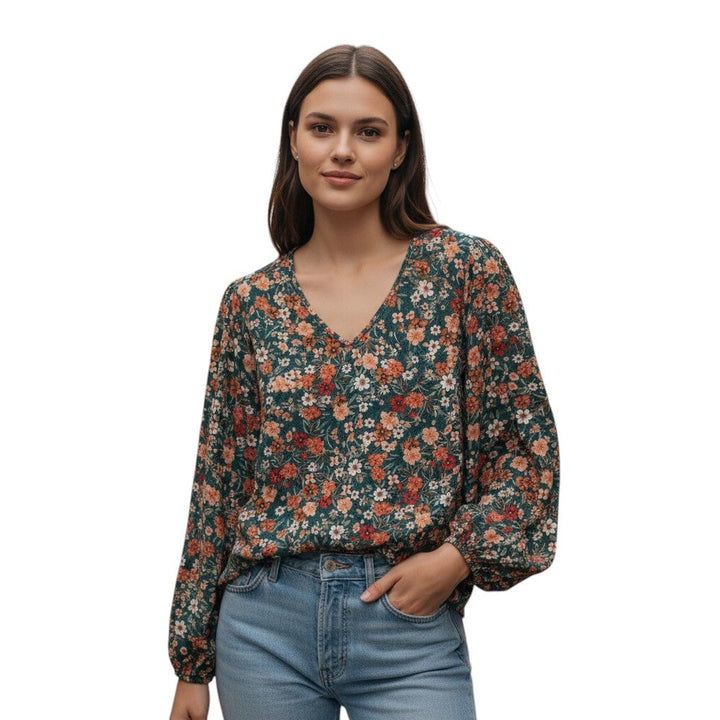 Women's Floral Print Long Sleeve Pullover