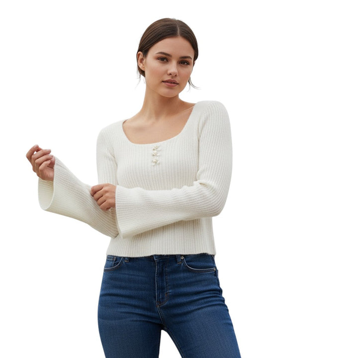 Women’s Knitted Slim-Fit Long-Sleeved Pullover