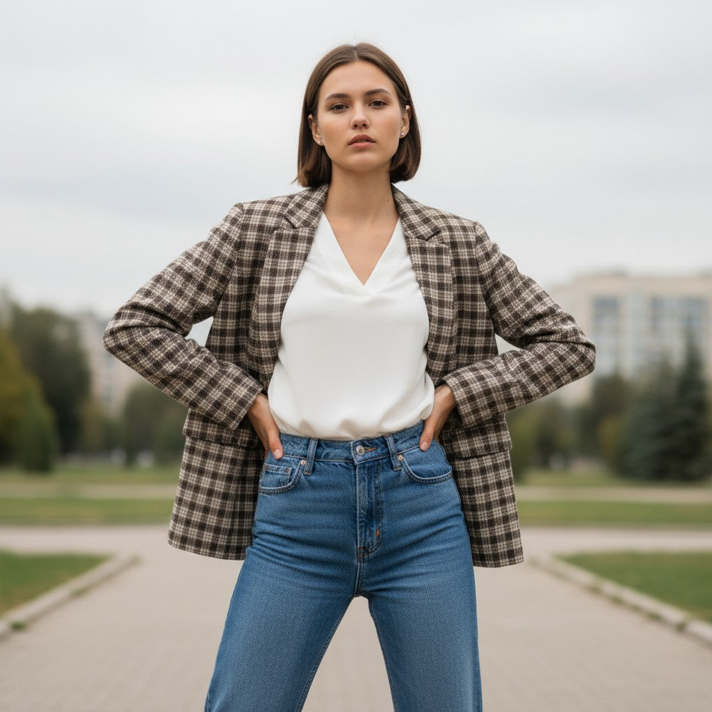 Women’s Plaid Office Blazer