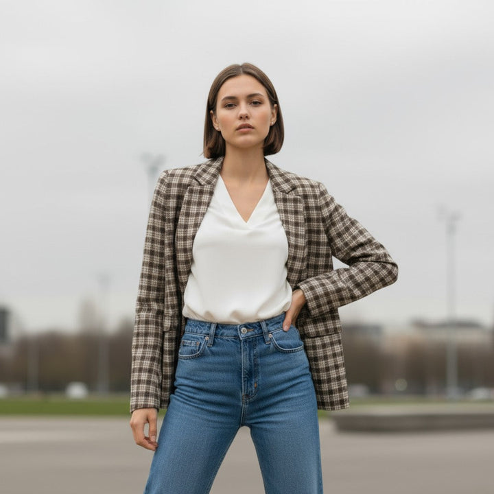 Women’s Plaid Office Blazer