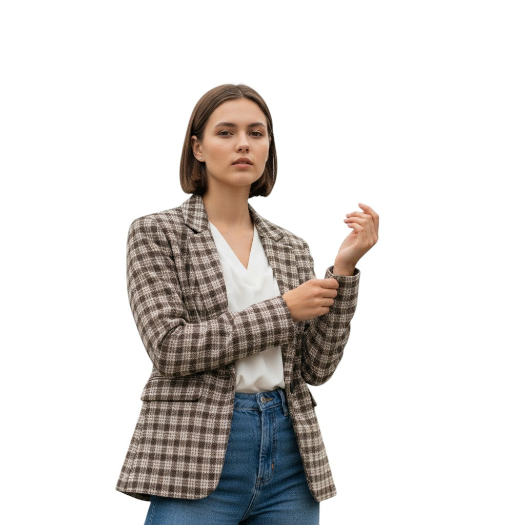 Women’s Plaid Office Blazer
