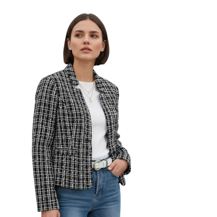 Women's Plaid Slim-Fit Jacquard Top