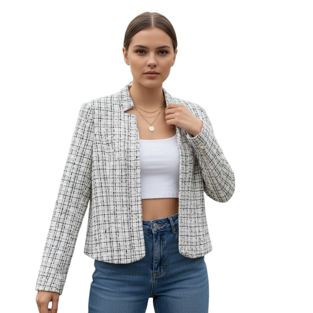 Women's Plaid Slim-Fit Jacquard Top