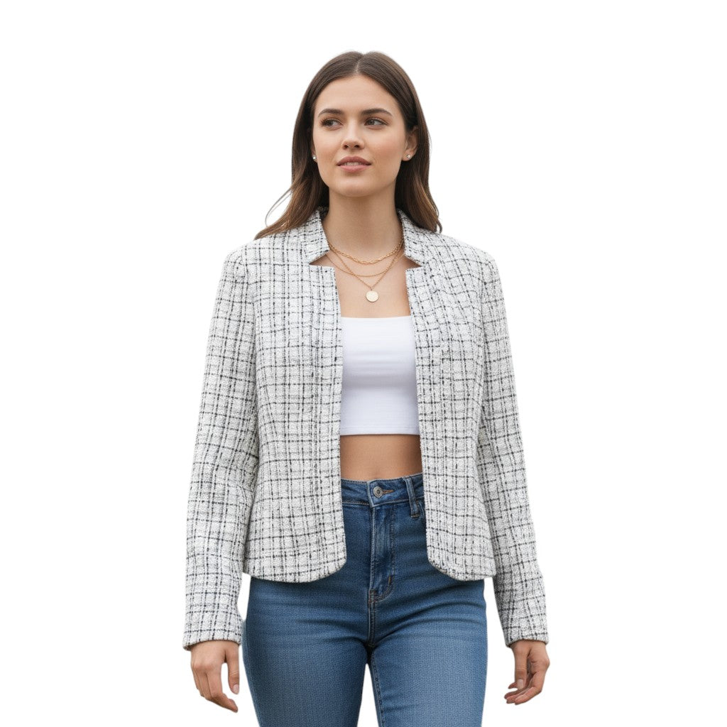 Women's Plaid Slim-Fit Jacquard Top