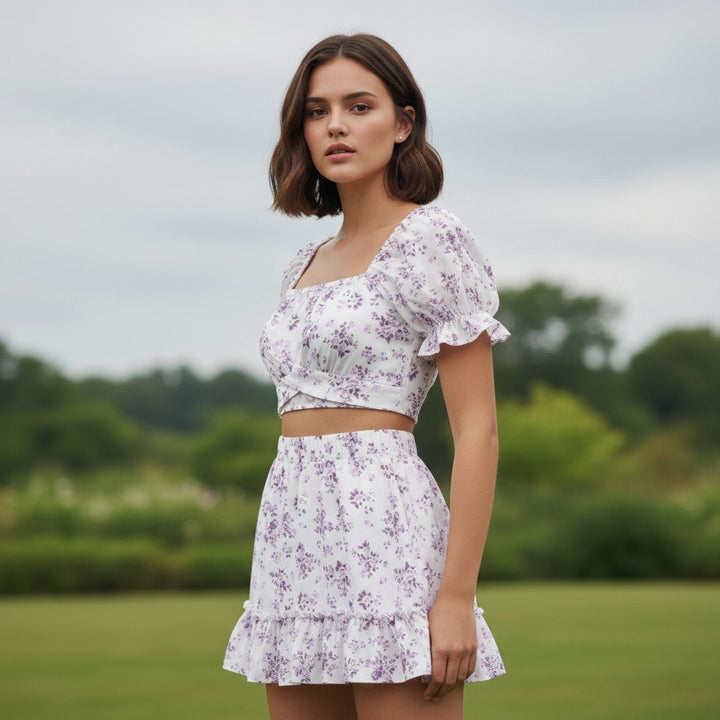 Women's Two-Piece Ditsy Floral Print Set