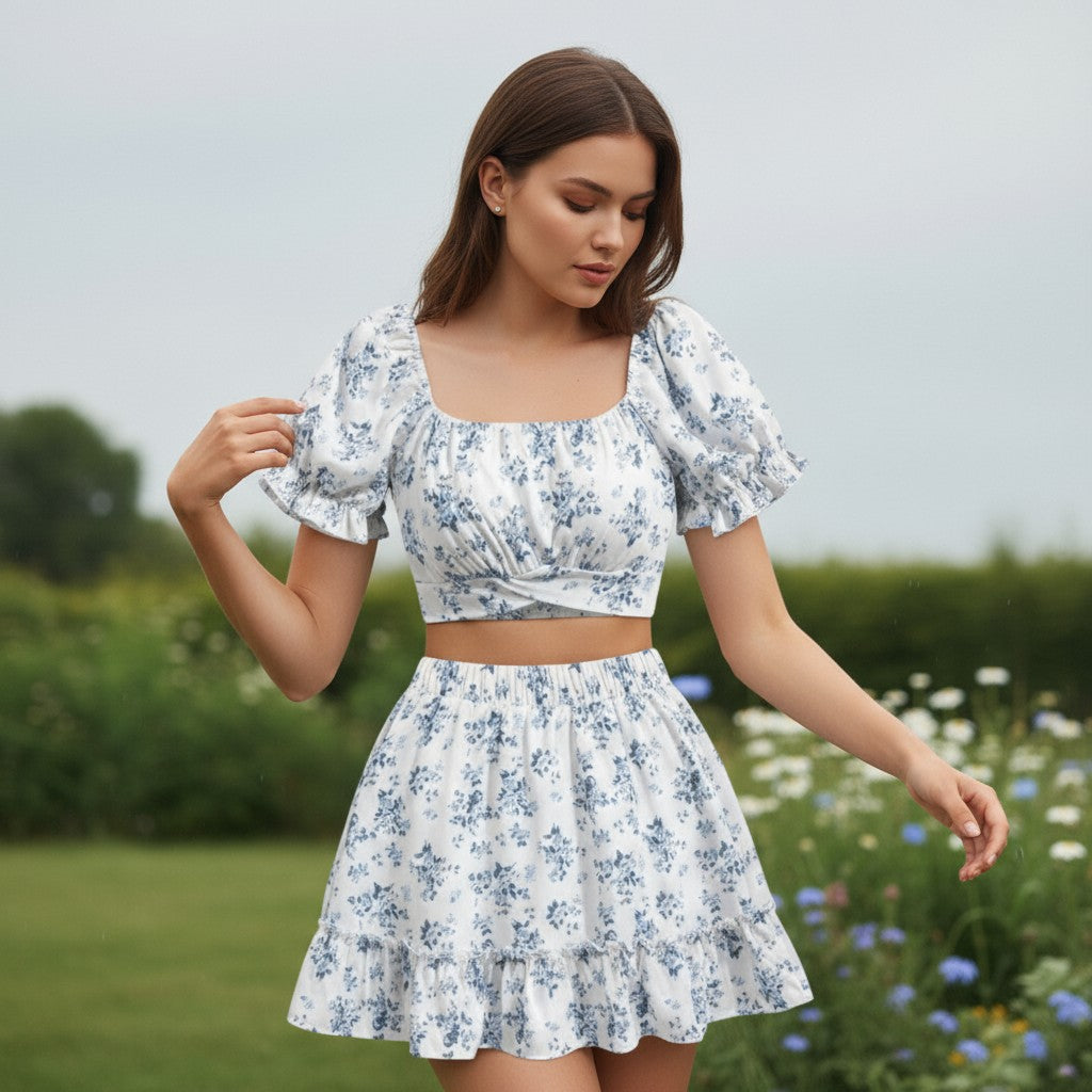 Women's Two-Piece Ditsy Floral Print Set