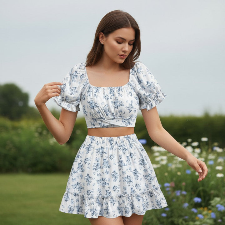 Women's Two-Piece Ditsy Floral Print Set