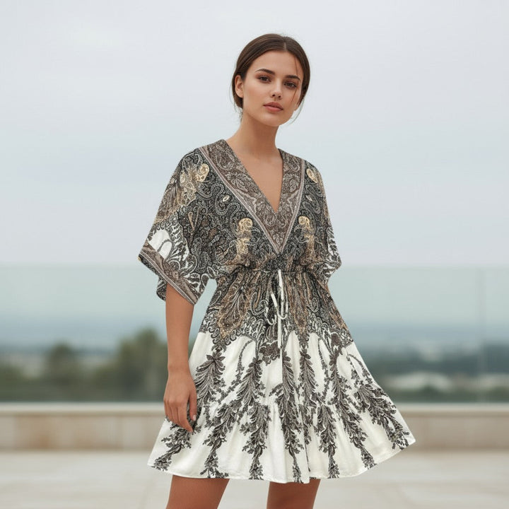 Women's Vintage Floral Butterfly Print Dress