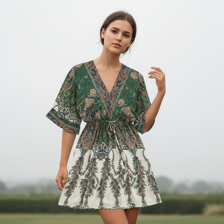 Women's Vintage Floral Butterfly Print Dress