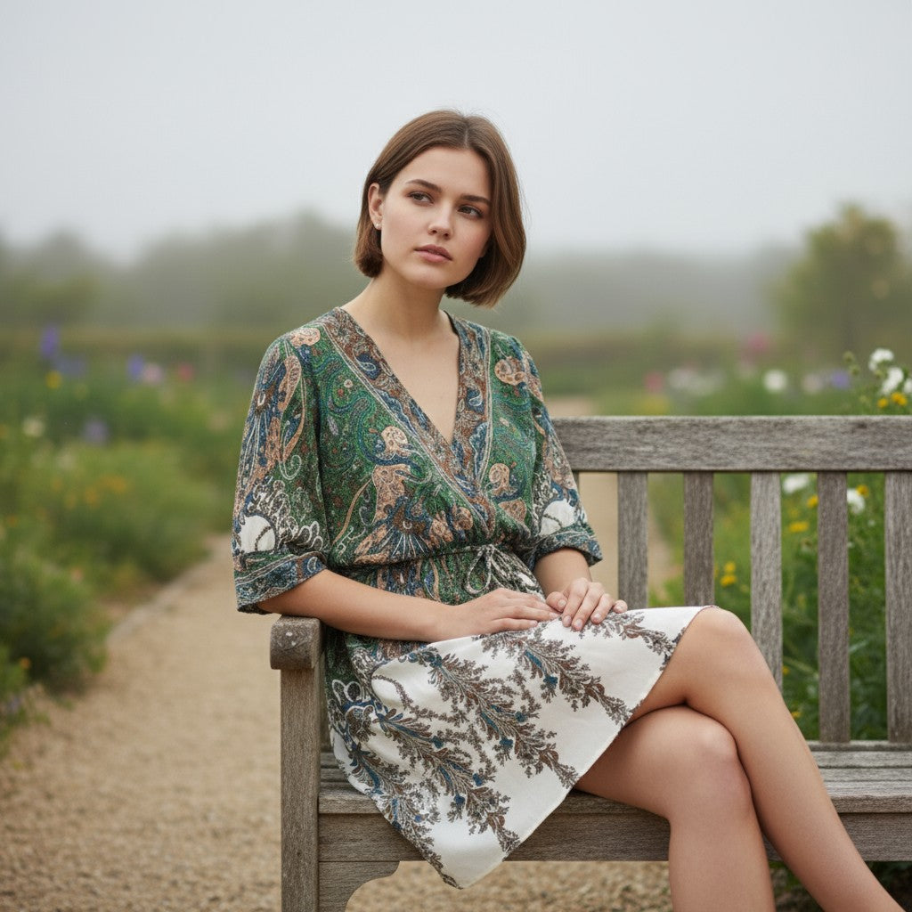 Women's Vintage Floral Butterfly Print Dress