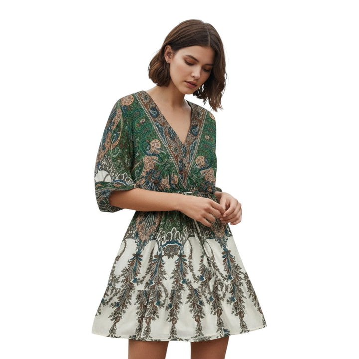 Women's Vintage Floral Butterfly Print Dress