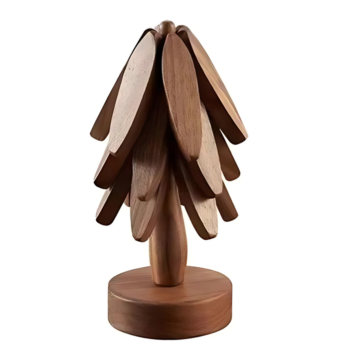 Wood Coasters Set Rustic Handmade Circular Drink Coasters