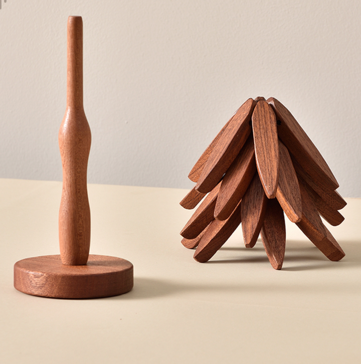 Wood Coasters Set Rustic Handmade Circular Drink Coasters