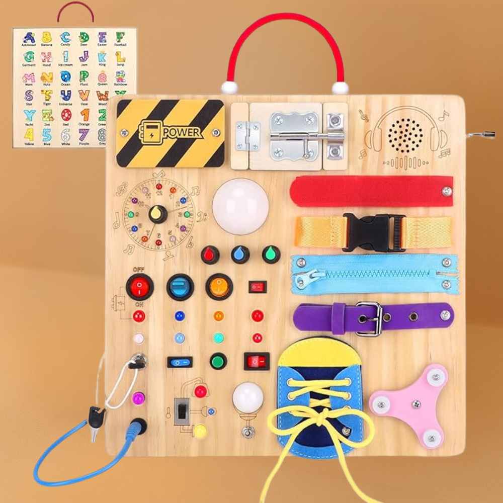 Wooden Montessori Busy Board Sensory Toy for Toddlers