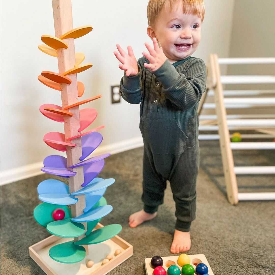 Wooden Rainbow Sound Tower Educational Toy for Kids