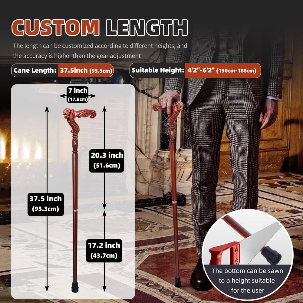 Wooden Walking Cane for Seniors and Adults Support