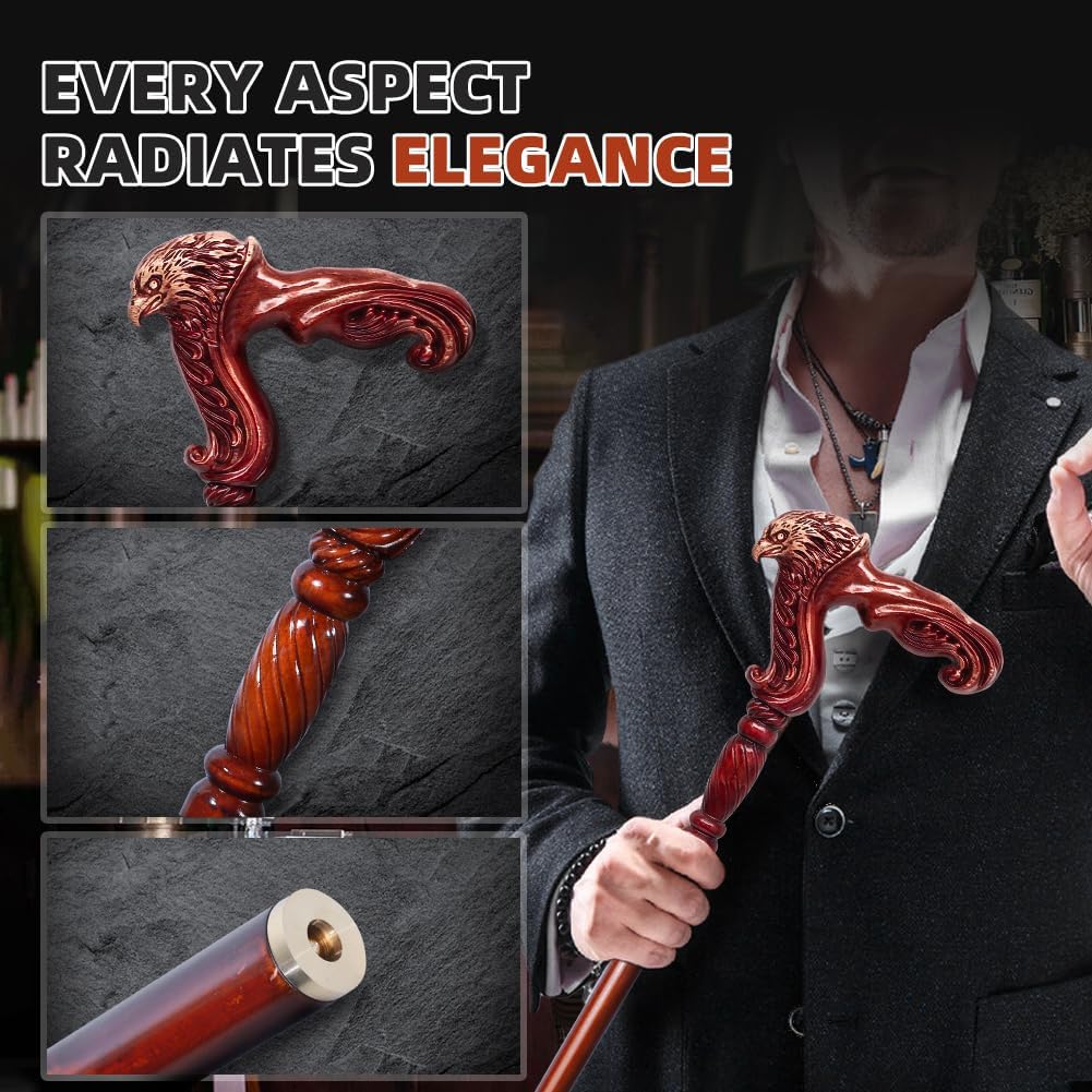 Wooden Walking Cane for Seniors and Adults Support