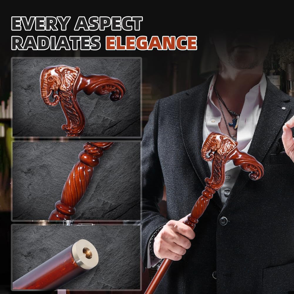 Wooden Walking Cane for Seniors and Adults Support