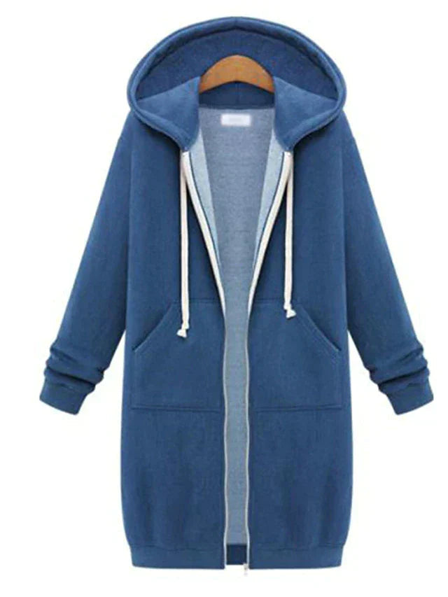 Women's Longline Zip-Up Hoodie for Cold Weather