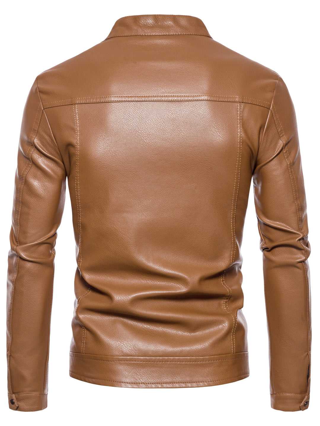 Faux Leather Men's Jacket with Fleece Lining