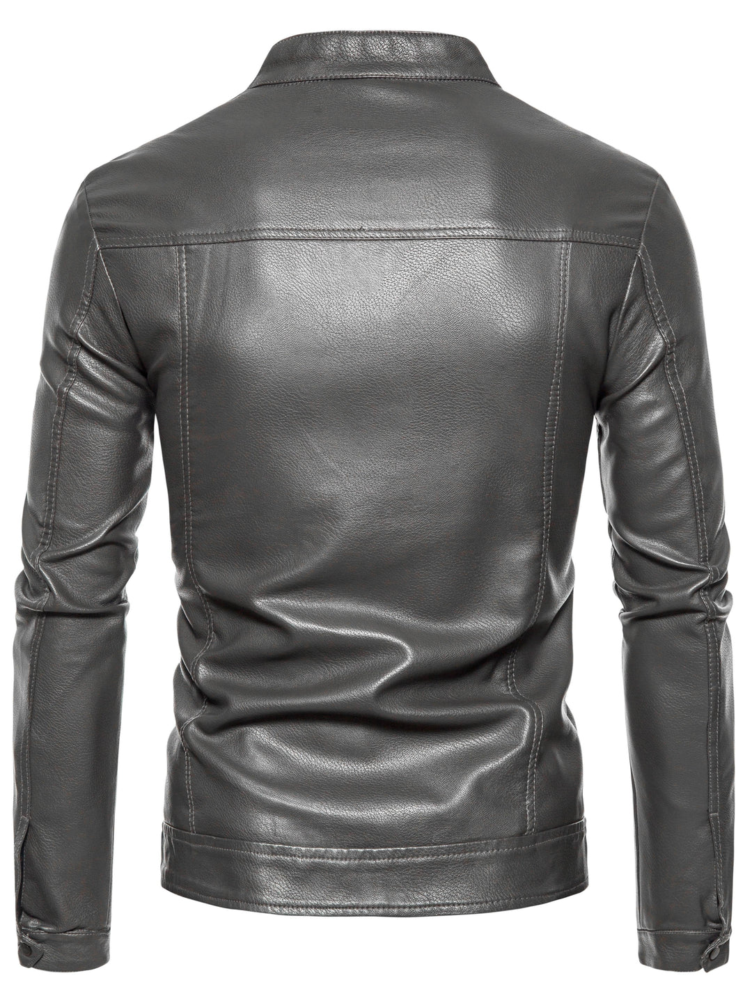 Faux Leather Men's Jacket with Fleece Lining
