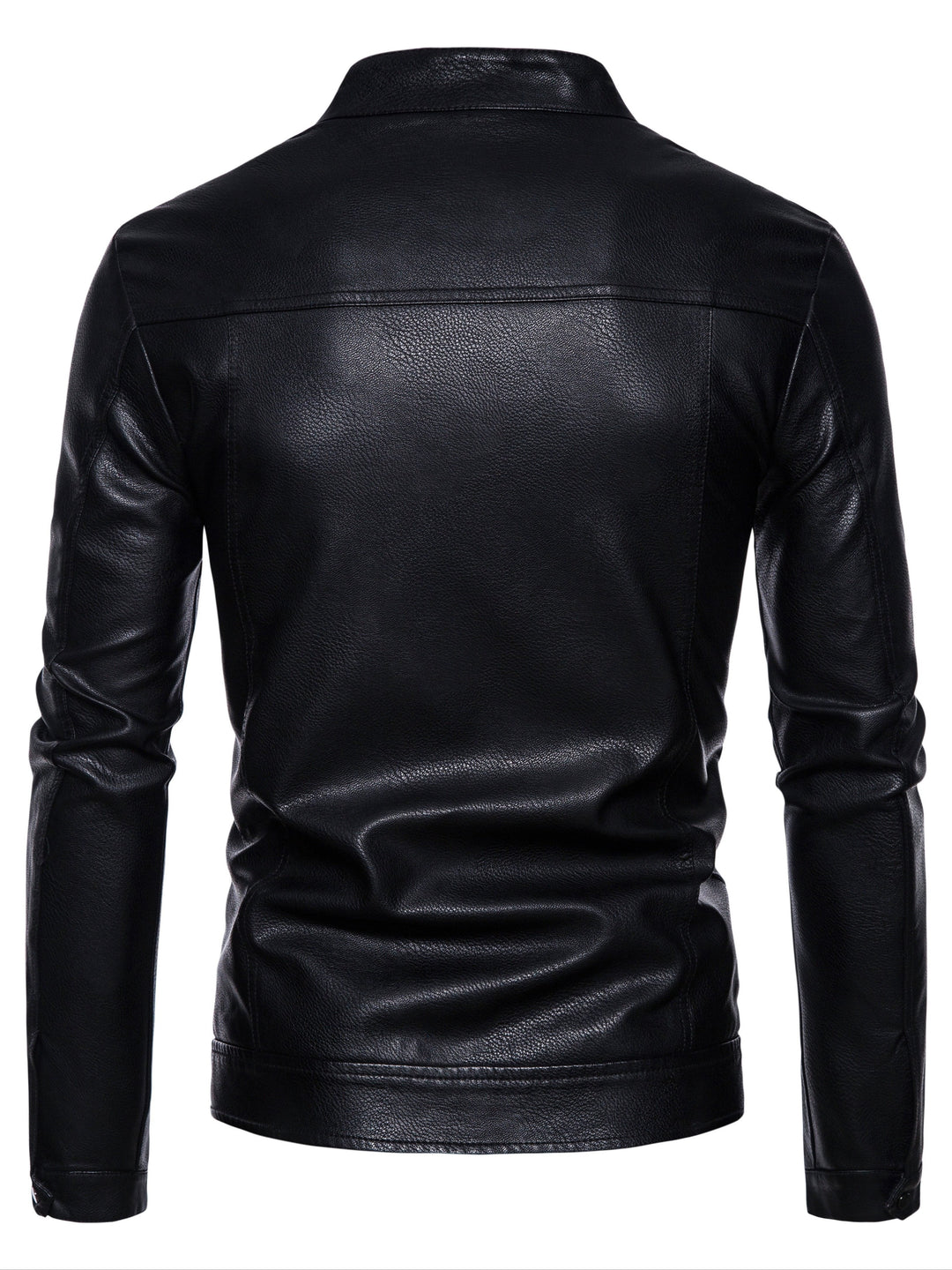 Faux Leather Men's Jacket with Fleece Lining