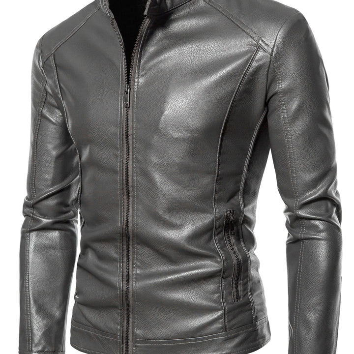 Faux Leather Men's Jacket with Fleece Lining