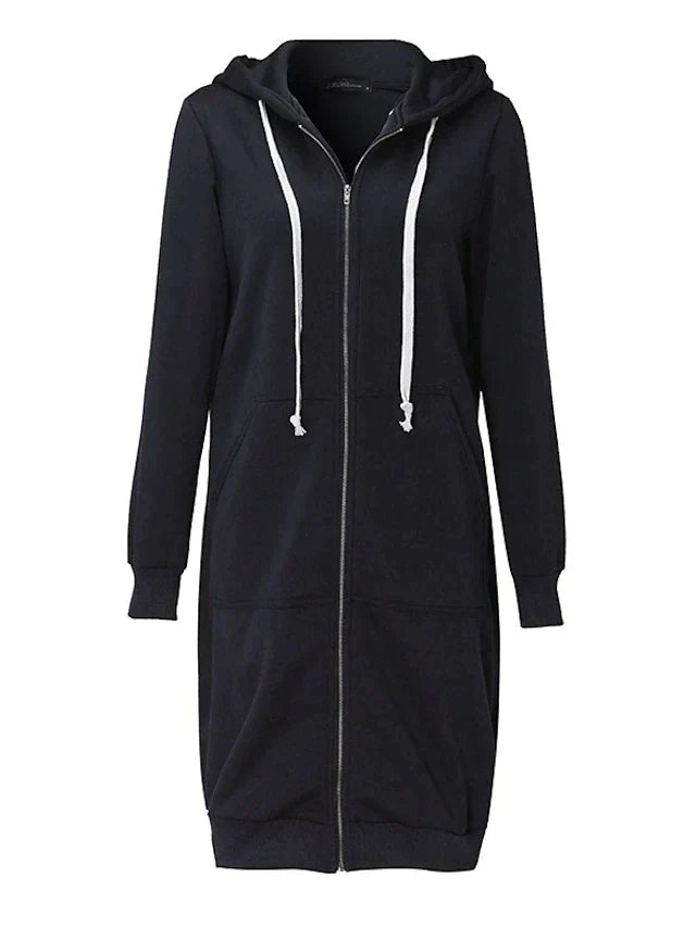 Women's Longline Zip-Up Hoodie for Cold Weather