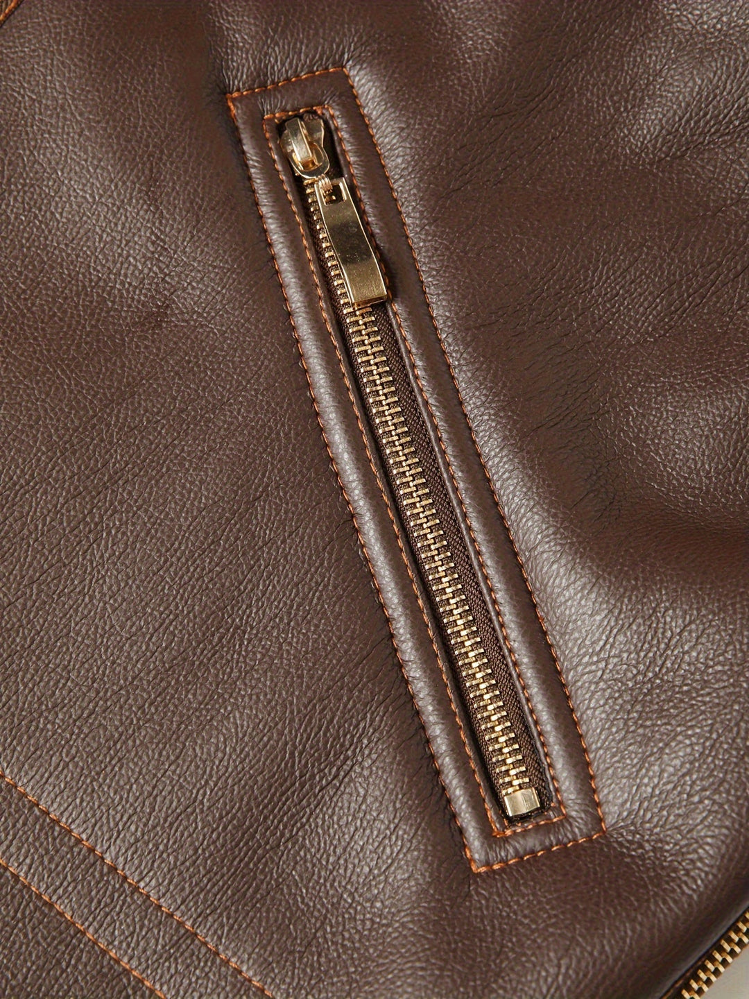 Casual PU Leather Shearling Jacket with Notched Collar