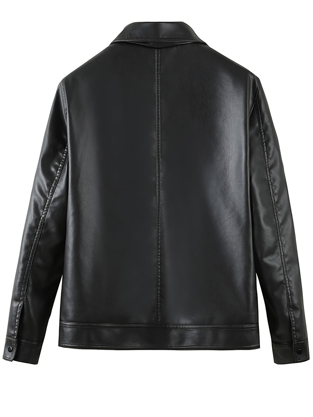 Men's Faux Leather Jacket with Zip and Pockets